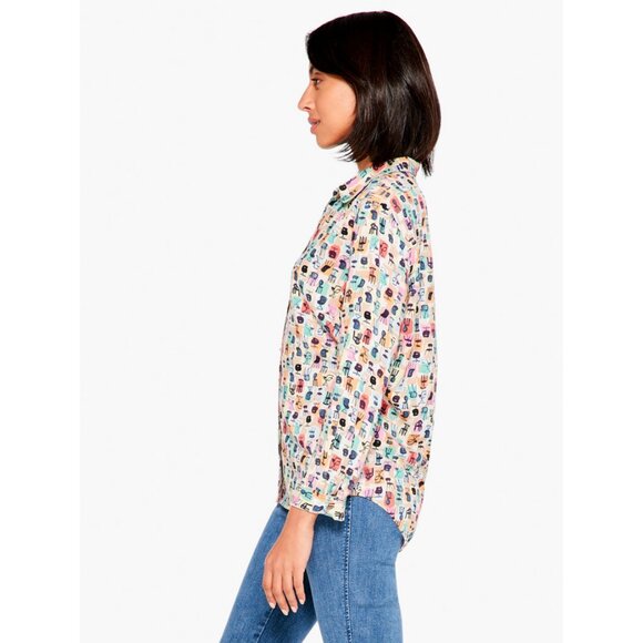 NIC+ZOE Have A Seat Live In Shirt in Green Multi - Picture 3 of 16